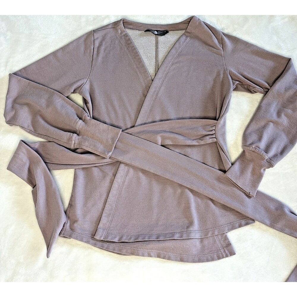 The North Face Womens S Terry Ballet Wrap Cardigan Sweater Mauve Taupe NF0A3KFI